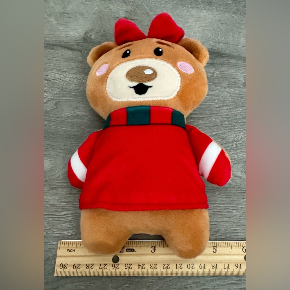 Merry Bright Fancy Holiday Bear Small Dog Toy Grunter Squeaker, Dog's Love Sound - Picture 7 of 7